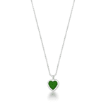 Colar Coração Verde 6mm Prata 925