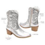 Bota Villa Griffe Western Texas Cano Curto - Prata