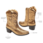 Bota Villa Griffe Western Texas Cano Curto - Bronze