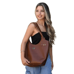 BOLSA FEMININA ESTILO SACOLA CROCO MARROM-VINLENE