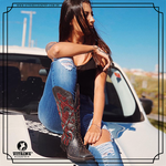 Bota Franciane Andrade - Texana Feminina - Fóssil Preto / Vinho - Roper - Bico Quadrado - Cano Longo - Solado Freedom Flex - Vimar Boots - 13102-C-VR