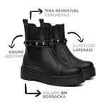 Bota Vittal Luana em Couro Legitimo e Fivela Sparkle Removível - R1060Preto