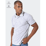  Polo Masculina Cinza Rajado