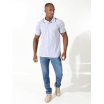  Polo Masculina Cinza Rajado