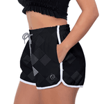 Short Feminino Losango Branco Preto Moda Praia ou Academia W2 Premium