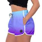 Short Feminino Degrade Azul e Roxo Moda Praia ou Academia W2 Premium