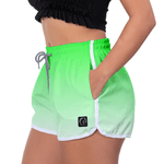 Short Feminino Degrade Verde e Branco Moda Praia ou Academia W2 Premium