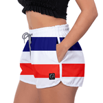 Short Feminino Branco, Azul e Vermelho Moda Praia ou Academia W2 Premium