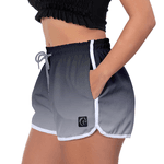 Short Feminino Degrade Preto e Branco Moda Praia ou Academia W2 Premium