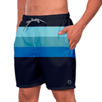 Short Masculino Listrado Faixas Azul Moda Praia ou Academia W2 Premium