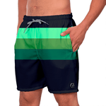 Short Masculino Listrado Preto e Verde Moda Praia ou Academia W2 Premium