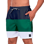 Short Masculino Listrado Verde, Preto e Branco Moda Praia ou Academia W2 Premium