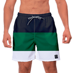 Short Masculino Listrado Verde, Preto e Branco Moda Praia ou Academia W2 Premium