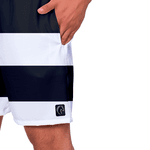 Kit Short Casal Masculino Feminino Listrado Branco e Preto