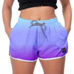 Kit 2 Shorts Feminino Branco e Degradê Roxo Moda Praia ou Academia W2 Premium