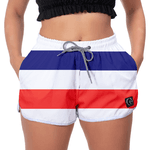 Kit 2 Shorts Feminino Branco e Listrado Moda Praia ou Academia W2 Premium