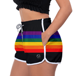 Kit 2 Shorts Feminino Preto e Arco Íris Moda Praia ou Academia W2 Premium