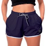 Kit 2 Shorts Feminino Azul e Listrado Azul Moda Praia ou Academia W2 Premium