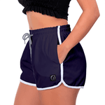 Kit 2 Shorts Feminino Azul e Listrado Azul Moda Praia ou Academia W2 Premium