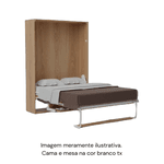 Cama casal vertical retrátil com mesa articulada cor branco tx