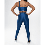Conjunto Calça e Top Fitness Feminino Laura Poliamida Com Elastano Azul