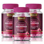 Ácido Hialurônico + Colágeno Hidrolisado para Rugas e Sinais de Expressão - Mastigável Sabor Framboesa - 60 Comprimidos 1000 Mg - 3x