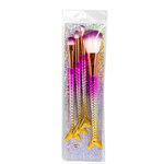 Pincéis para Maquiagem com Cabo em Formato de Cauda de Sereia - Kit com 4 Pincéis