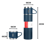 Kit Garrafa Térmica Inox 500ml Com 3 Xícaras Camping Viagem Café