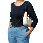 Bolsa Meia-Lua com Corrente Dupla – Inspiração Blogueira