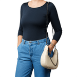 Bolsa Meia-Lua com Corrente Dupla – Inspiração Blogueira