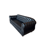 Sofá Chesterfield Conde 3 Lugares 2,20 cm preto Yasbelly Decor 