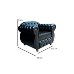 Poltrona Chesterfield Conde 1,00 mtr Courino premium Preto Yasbelly Decor 
