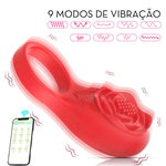 ANEL PENIANO ROSA VERMELHA COM VIBRO VIA BLUETOOTH 