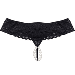 CALCINHA TAILANDESA COM ALGEMAS DE RENDA PRETA E PÉROLAS