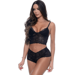 CONJUNTO BABY DOLL RENDA PRETA