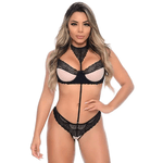 CONJUNTO HOT TULE COM RENDA PRETO