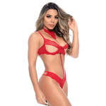 CONJUNTO HOT TULE COM RENDA VERMELHA