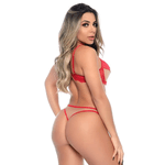 CONJUNTO HOT TULE COM RENDA VERMELHA