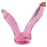 PRÓTESE PENIANA DUPLA COM VENTOSA ROSA
