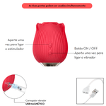 VIBRADOR E SUGADOR ROSA ENCANTADA RECARREGÁVEL 