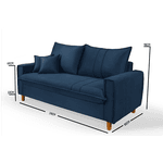 Sofá Baú 3 Lugares Living em Tecido Suede Azul Marinho 1,95m