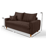 Sofá Baú 3 Lugares Living em Tecido Suede Marrom 1,95m