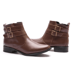 BOTA FEM EM COURO BAIXA COM 2 FIVELAS 40F123-CAFE