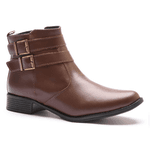 BOTA FEM EM COURO BAIXA COM 2 FIVELAS 40F123-CAFE
