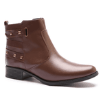 BOTA FEM EM COURO BAIXA COM SPIKE 40F122-CAFE