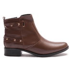 BOTA FEM EM COURO BAIXA COM SPIKE 40F122-CAFE