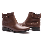 BOTA FEM EM COURO BAIXA COM SPIKE 40F122-CAFE