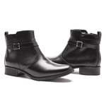 BOTA FEM EM COURO BAIXA COM FIVELA 40F121-PRETA