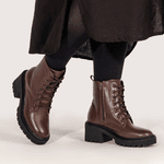BOTA FEMININA COTURNO EM COURO TRATORADA 40F125-CAFE