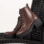 BOTA FEMININA COTURNO EM COURO TRATORADA 40F125-CAFE